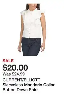 Marshalls CURRENT/ELLIOTT Sleeveless Mandarin Collar Button Down Shirt offer