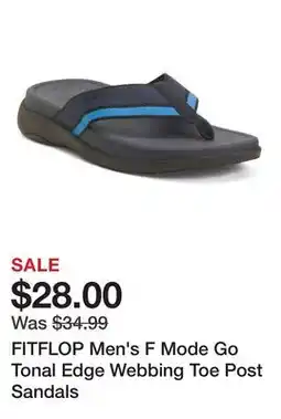 Marshalls FITFLOP Men's F Mode Go Tonal Edge Webbing Toe Post Sandals offer