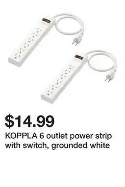 Ikea KOPPLA 6 outlet power strip with switch, grounded white offer
