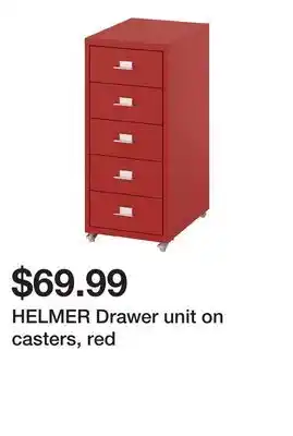 Ikea HELMER Drawer unit on casters, red offer