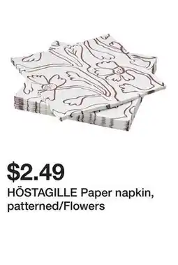 Ikea HÖSTAGILLE Paper napkin, patterned/Flowers offer