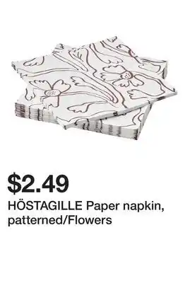Ikea HÖSTAGILLE Paper napkin, patterned/Flowers offer