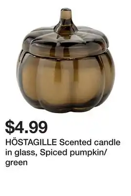 Ikea HÖSTAGILLE Scented candle in glass, Spiced pumpkin/green offer