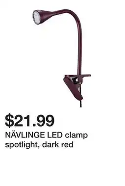Ikea NÄVLINGE LED clamp spotlight, dark red offer