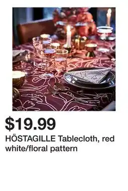 Ikea HÖSTAGILLE Tablecloth, red white/floral pattern offer