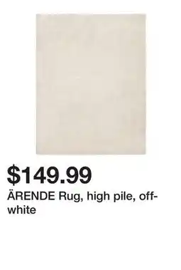 Ikea ÄRENDE Rug, high pile, off-white offer