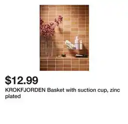 Ikea KROKFJORDEN Basket with suction cup, zinc plated offer