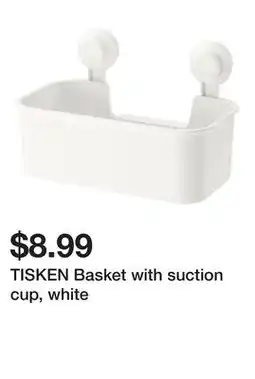 Ikea TISKEN Basket with suction cup, white offer