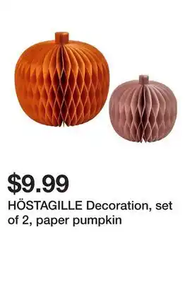 Ikea HÖSTAGILLE Decoration, set of 2, paper pumpkin offer