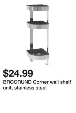 Ikea BROGRUND Corner wall shelf unit, stainless steel offer