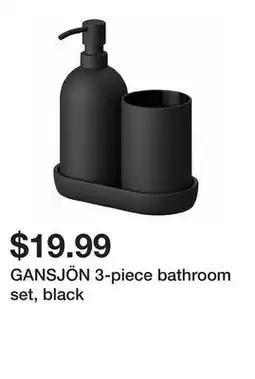 Ikea GANSJÖN 3-piece bathroom set, black offer