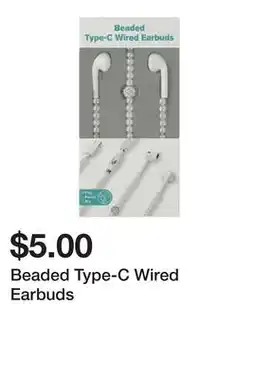 Five Below Beaded Type-C Wired Earbuds offer