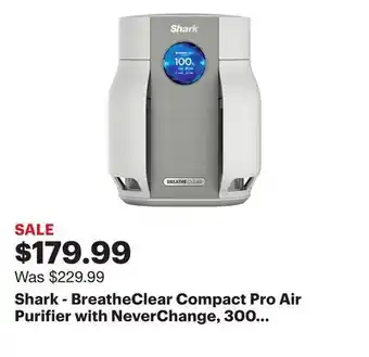 Best Buy Shark - BreatheClear Compact Pro Air Purifier with NeverChange, 300 sqft - Dove offer