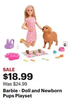 Best Buy Barbie - Doll and Newborn Pups Playset offer
