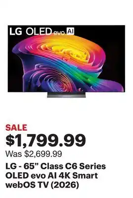 Best Buy LG - 65 Class C6 Series OLED evo AI 4K Smart webOS TV (2026) offer