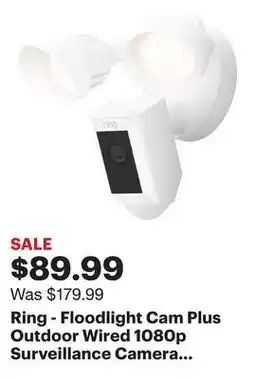 Best Buy Ring - Floodlight Cam Plus Outdoor Wired 1080p Surveillance Camera - White offer