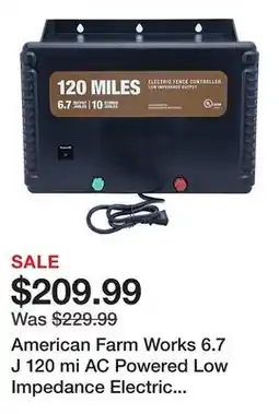 Tractor Supply Company American Farm Works 6.7 J 120 mi AC Powered Low Impedance Electric Fence Controller offer