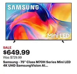 Best Buy Samsung - 75 Class M70H Series Mini LED 4K UHD SamsungVision AI Smart Tizen TV (2026) offer
