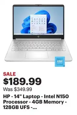 Best Buy HP - 14 Laptop - Intel N150 Processor - 4GB Memory - 128GB UFS - Natural Silver offer