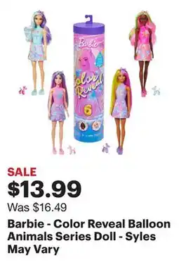 Best Buy Barbie - Color Reveal Balloon Animals Series Doll - Syles May Vary offer
