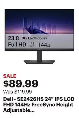 Best Buy Dell - SE2426HS 24 IPS LCD FHD 144Hz FreeSync Height Adjustable Monitor (HDMI, USB) - Black offer