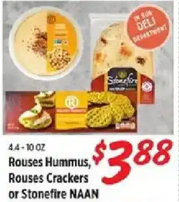 Rouses Rouses Hummus, Rouses Crackers or Stonefire NAAN offer
