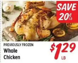 Rouses Previously Frozen Whole Chicken offer