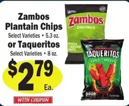 Sellers Bros Zambos Plantain Chips or Taqueritos offer
