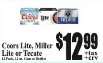 Baja Ranch Coors Lite, Miller Lite or Tecate offer