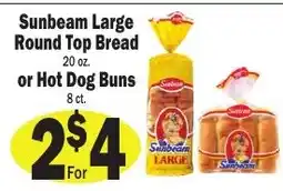 Sellers Bros Sunbeam large round top bread or hot dog buns offer