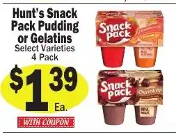 Sellers Bros Hunt's Snack Pack Pudding or Gelatins offer