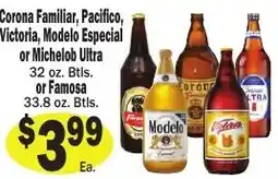 Sellers Bros Corona Familiar, Pacifico, Victoria, Modelo Especial or Michelob Ultra or Famosa offer