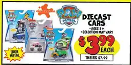 Ollie's PAW PATROL DIECAST CARS offer