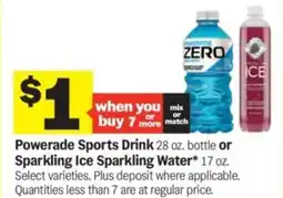 Meijer Powerade sports drink 28 oz. bottle or sparkling ice sparkling water offer