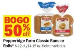Meijer Pepperidge farm classic buns or rolls 6-12 offer