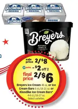 Meijer Breyers ice cream or ice cream bars. or klondike ice cream bars offer