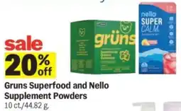 Meijer Gruns superfood and nello supplement powders offer