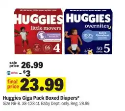 Meijer Huggies giga pack boxed diapers offer