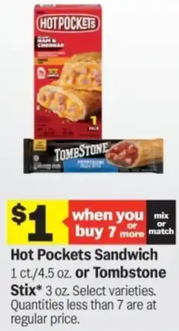Meijer Hot pockets sandwich or tombstone stix offer