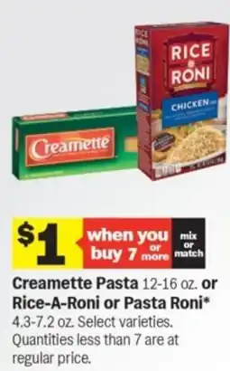 Meijer Creamette pasta or rice-a-roni or pasta roni offer