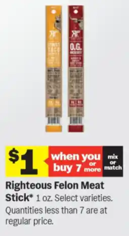 Meijer Righteous felon meat stick offer