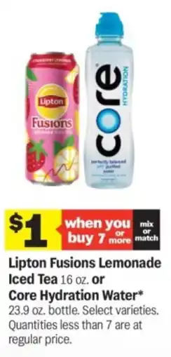 Meijer Lipton fusions lemonade iced tea or core hydration water offer