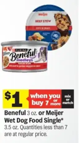 Meijer Beneful or Meijer Wet Dog Food Single offer