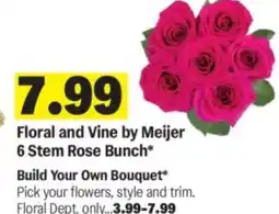 Meijer Floral and vine by meijer 6 stem rose bunch offer