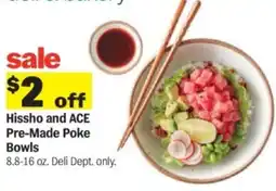 Meijer Hissho and ace pre-made poke bowls offer