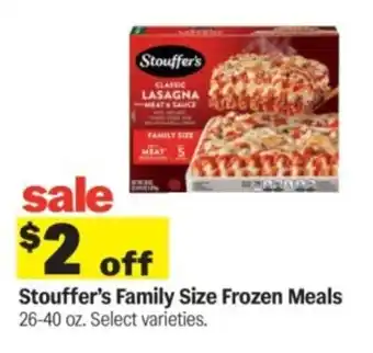 Meijer Stouffer's Family Size Frozen Meals offer