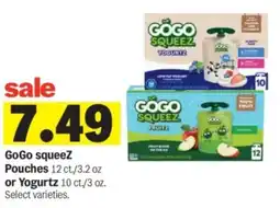 Meijer Gogo squeez pouches or yogurtz offer