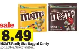 Meijer M&m's family size bagged candy offer