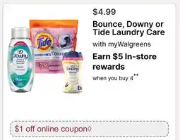 Walgreens Bounce, Downy or Tide Laundry Care offer
