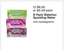 Walgreens 8-Pack Waterloo Sparkling Water offer